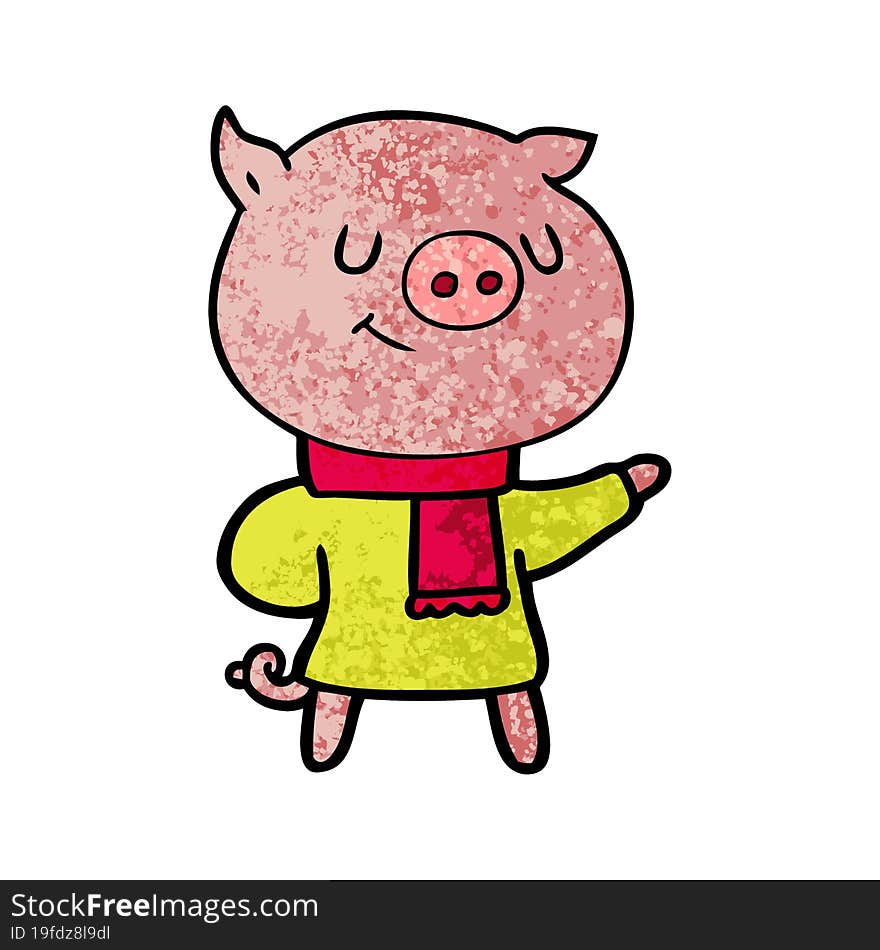 happy cartoon pig. happy cartoon pig