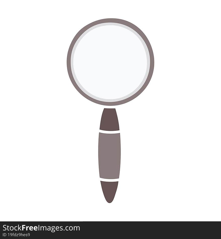 flat color retro cartoon of a magnifying glass