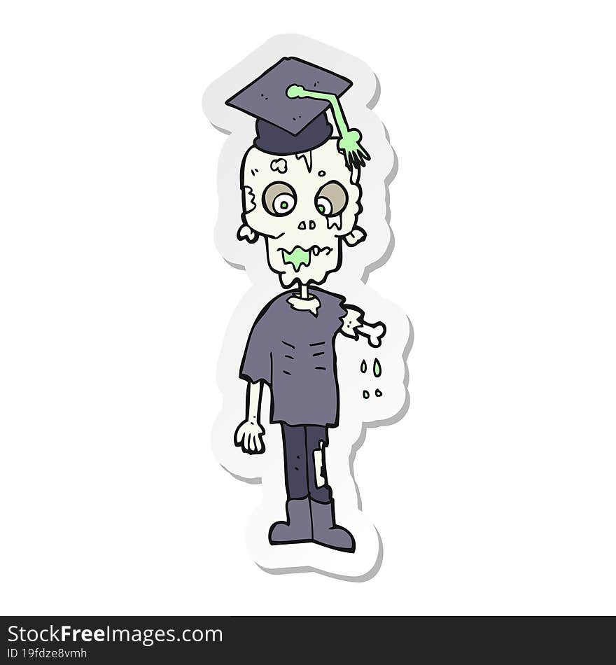 sticker of a cartoon zombie student