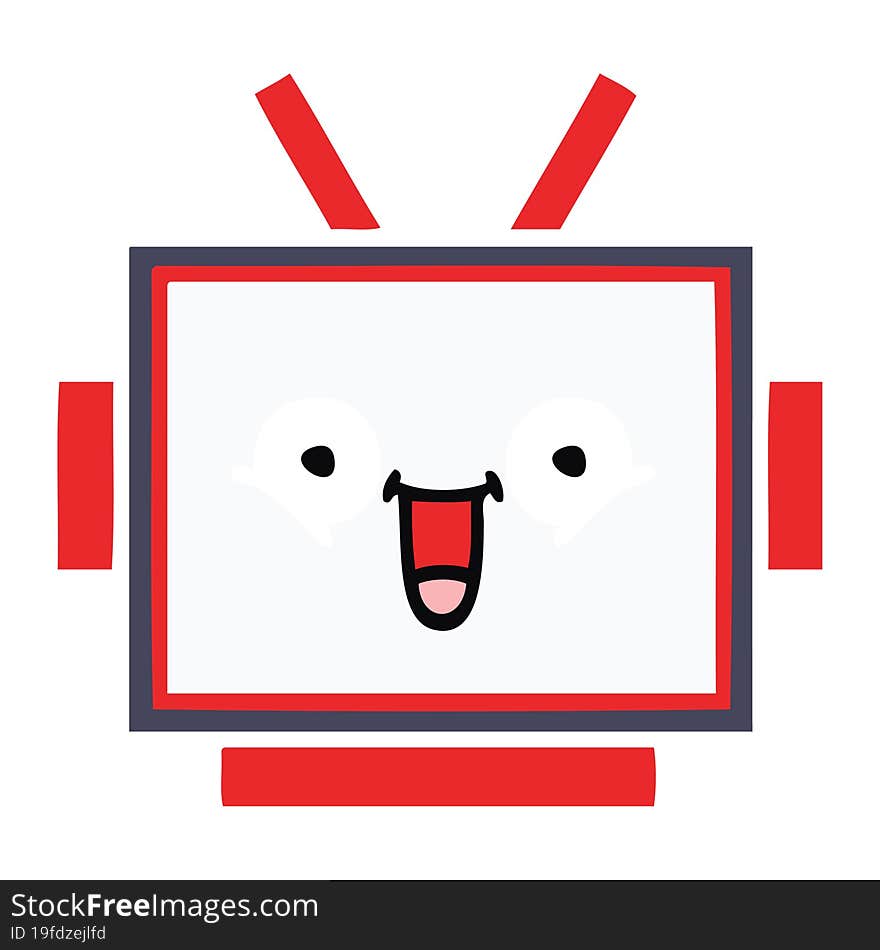 flat color retro cartoon robot head