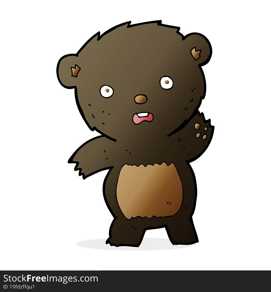 cartoon waving black bear cub