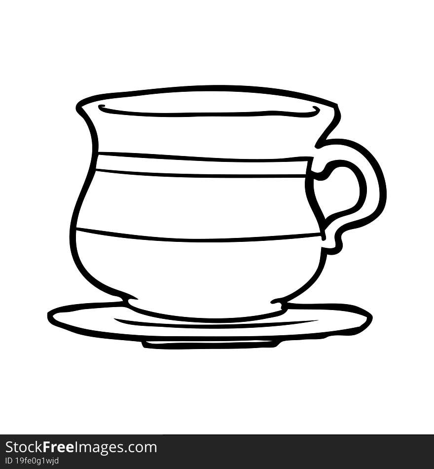 line drawing of a old tea cup. line drawing of a old tea cup