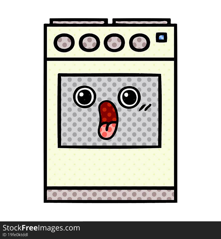 Comic Book Style Cartoon Kitchen Oven