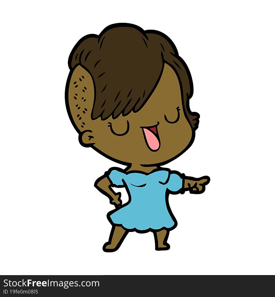 cute cartoon girl with hipster haircut. cute cartoon girl with hipster haircut