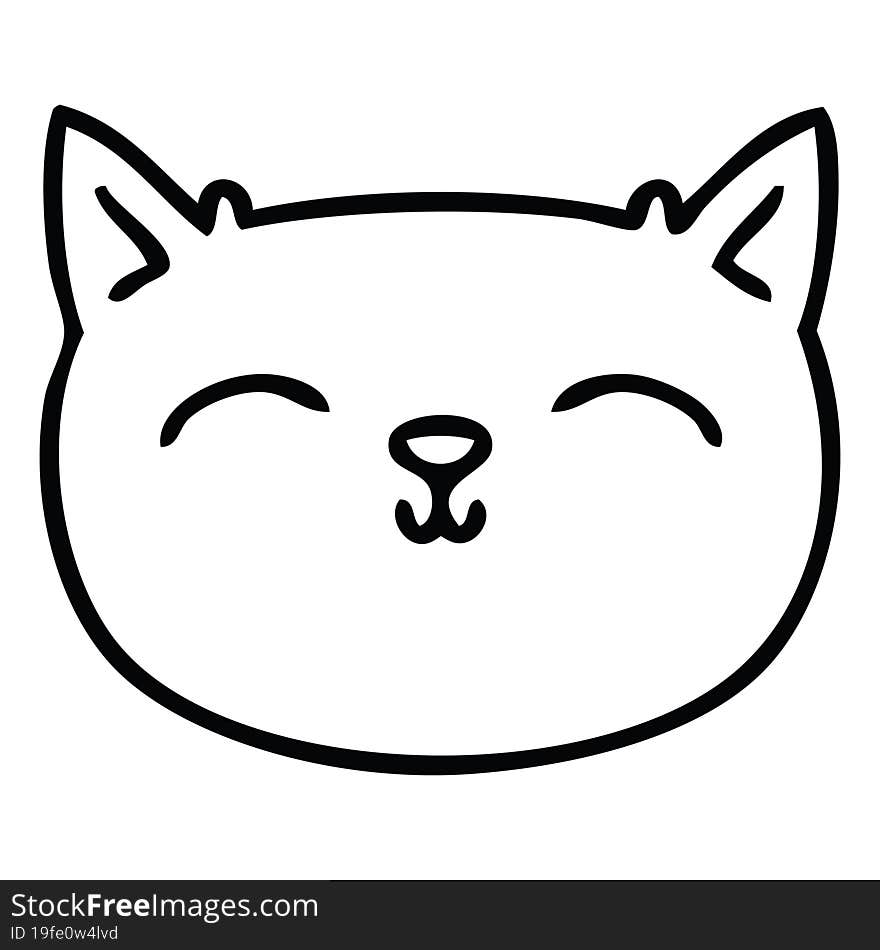 line drawing quirky cartoon cat face. line drawing quirky cartoon cat face