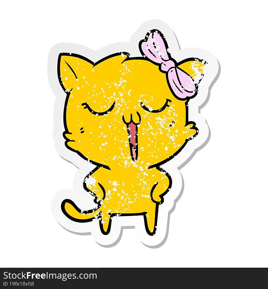 distressed sticker of a cartoon cat