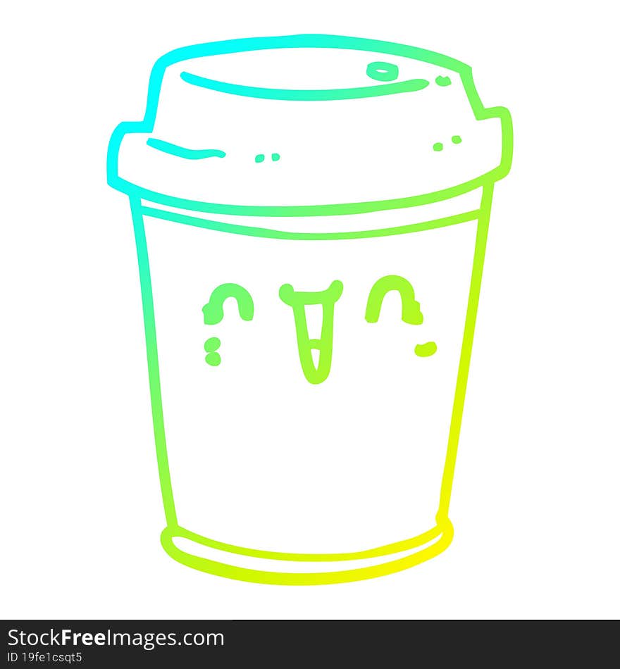 cold gradient line drawing cartoon take out coffee