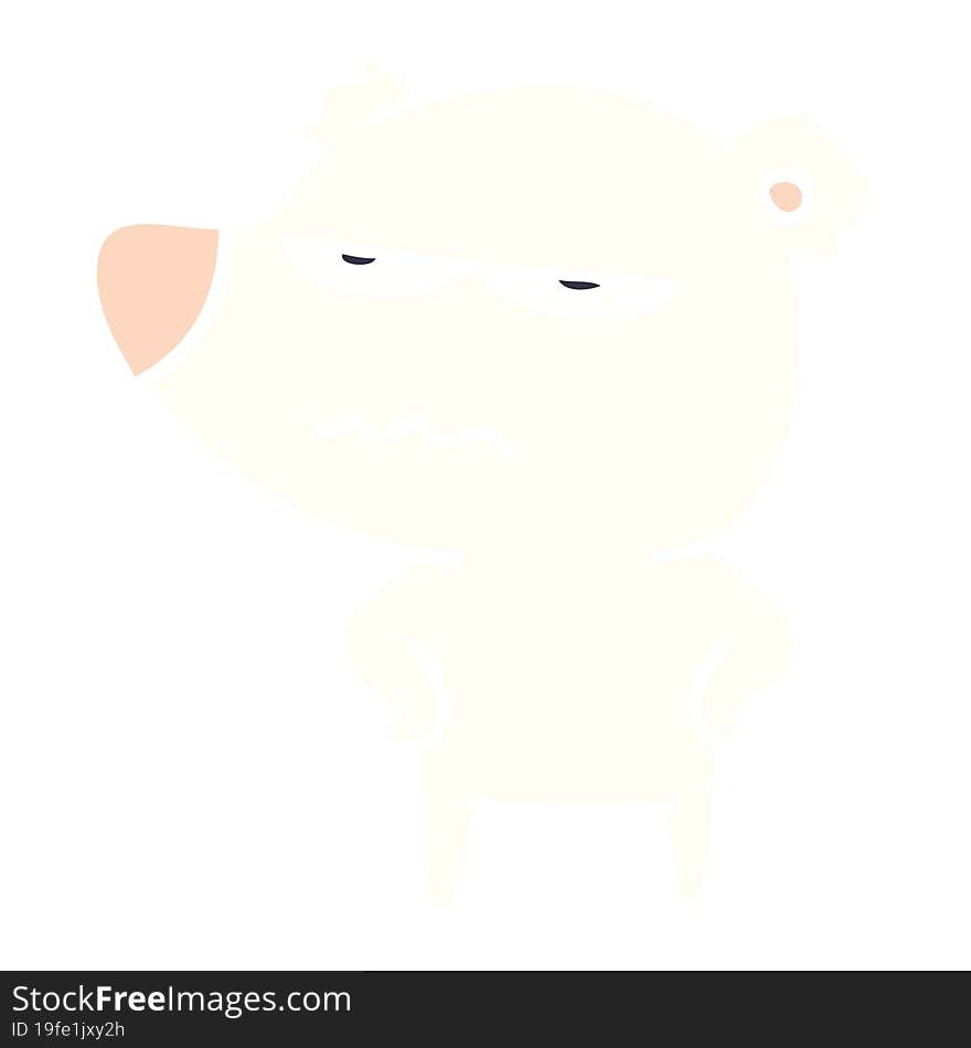 angry bear polar flat color style cartoon