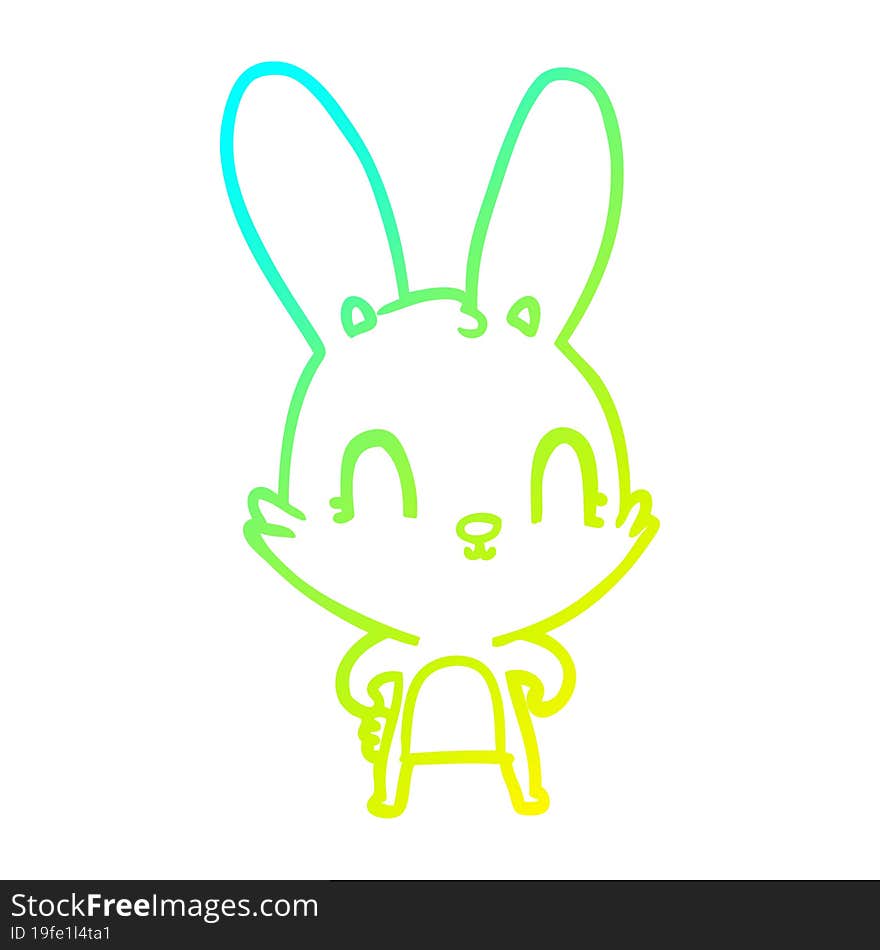 cold gradient line drawing cute cartoon rabbit