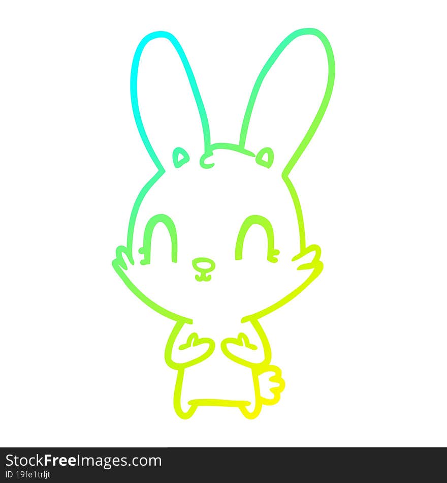 cold gradient line drawing of a cute cartoon rabbit