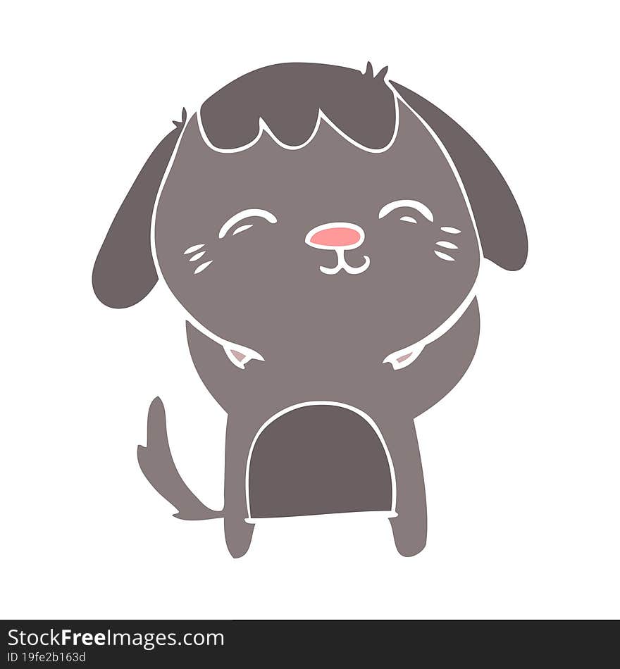 happy flat color style cartoon dog