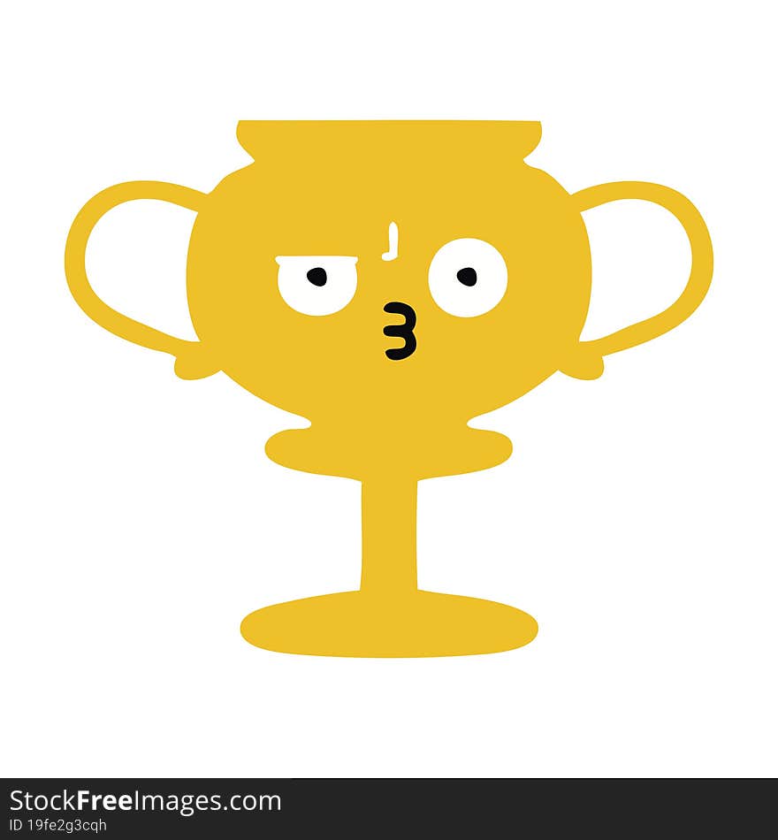 flat color retro cartoon trophy