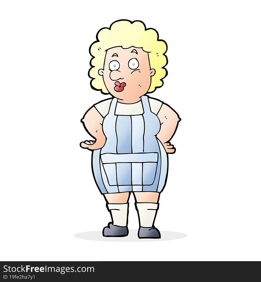 cartoon woman in kitchen apron