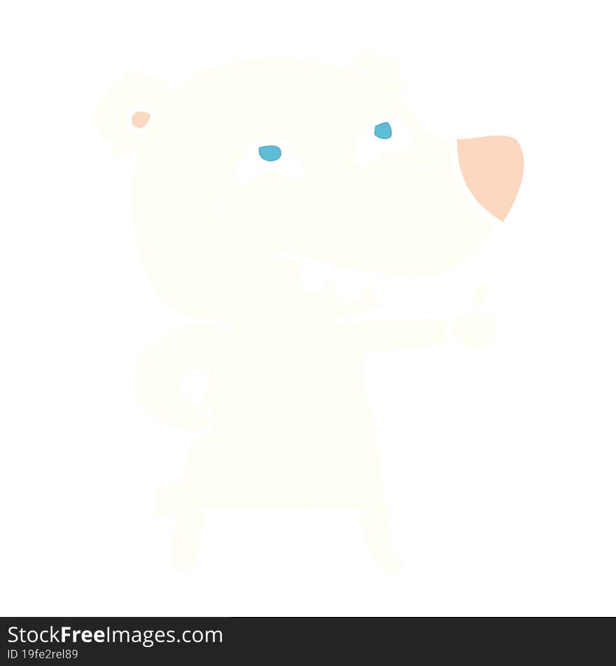 flat color style cartoon polar bear giving thumbs up sign