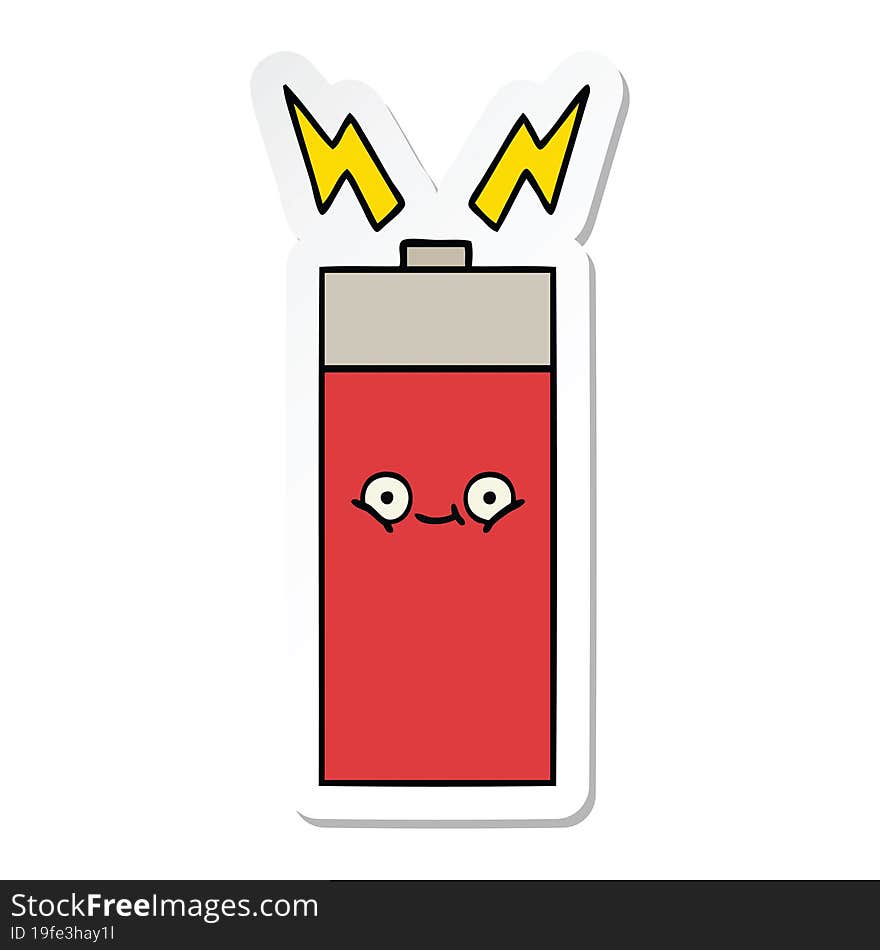 Sticker Of A Cute Cartoon Battery