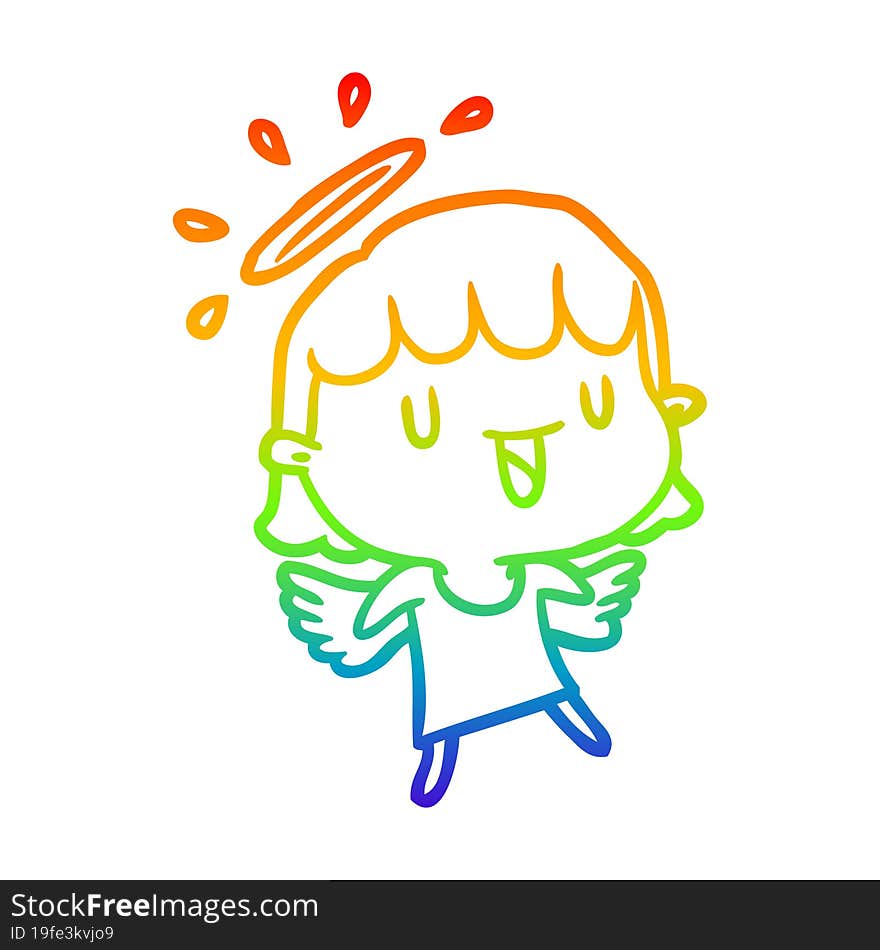 rainbow gradient line drawing cute angel