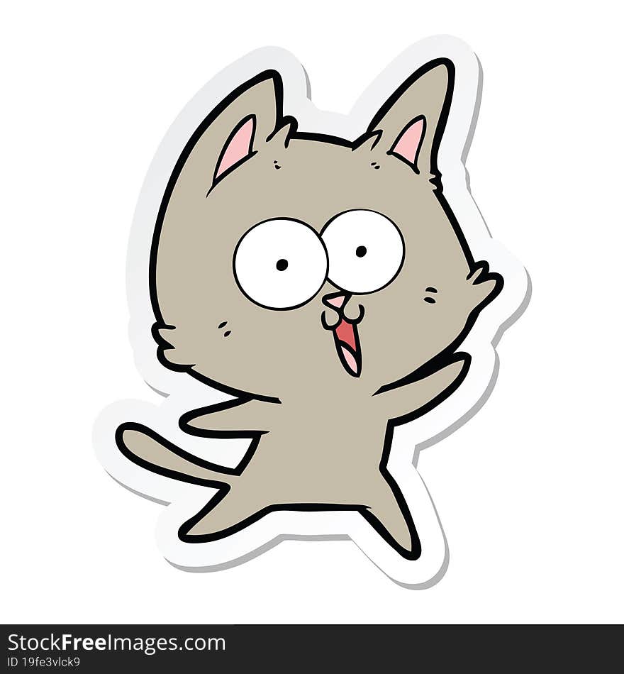 Sticker Of A Funny Cartoon Cat