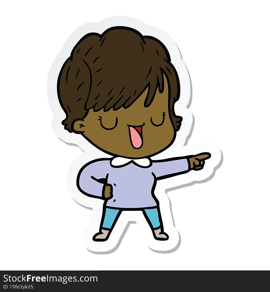 sticker of a cartoon woman talking