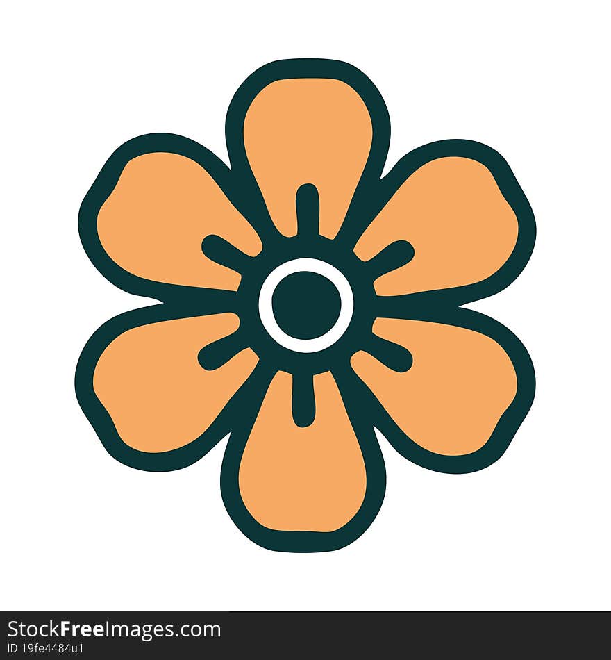 iconic tattoo style image of a flower. iconic tattoo style image of a flower