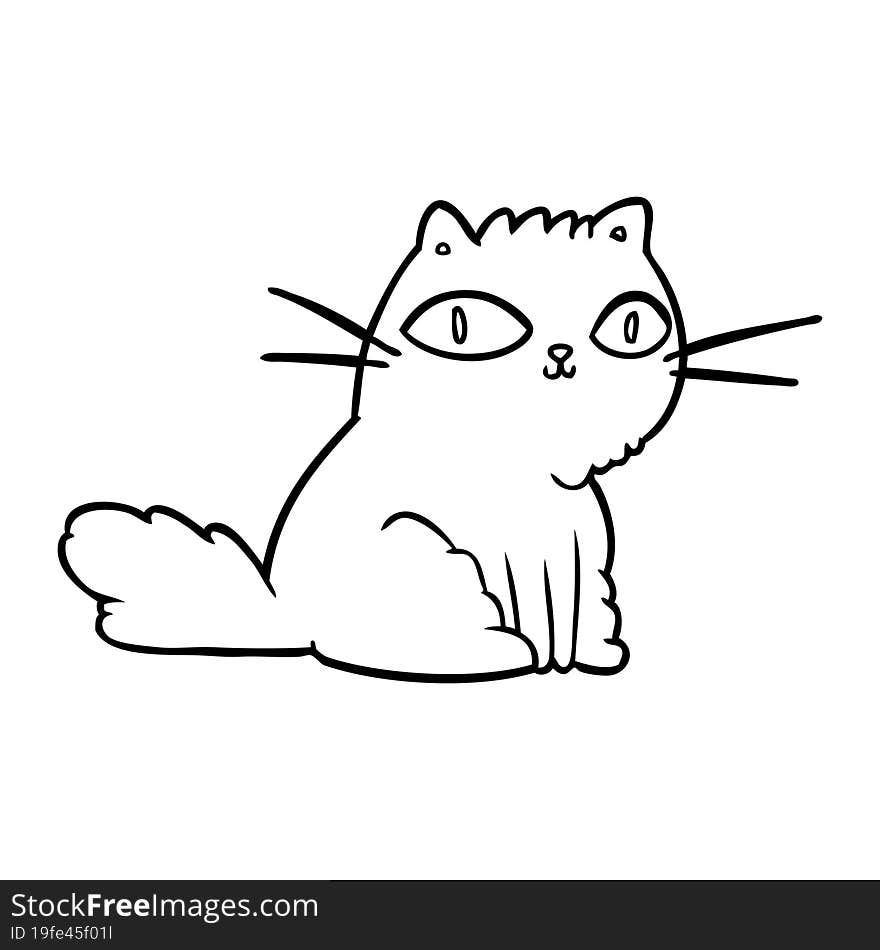 line drawing of a cat looking right at you. line drawing of a cat looking right at you