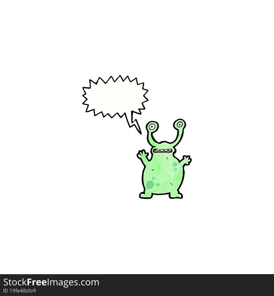 Alien With Speech Bubble Cartoon