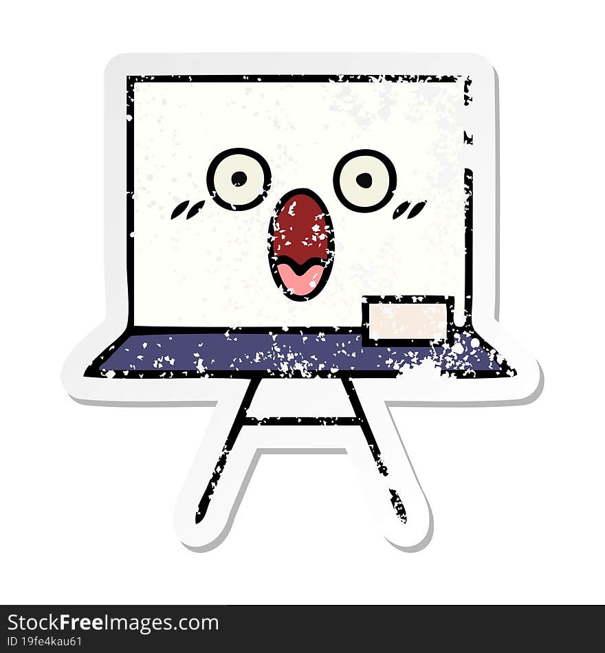 distressed sticker of a cute cartoon white board