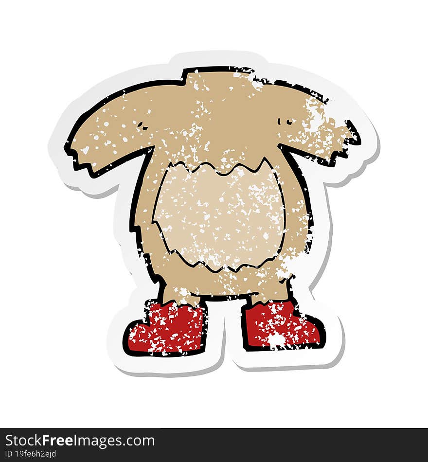 Retro Distressed Sticker Of A Cartoon Teddy Bear Body