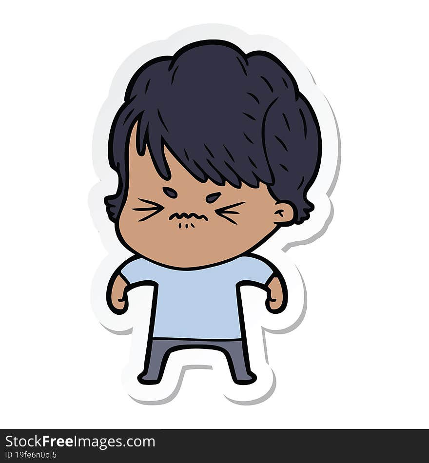 Sticker Of A Cartoon Frustrated Woman