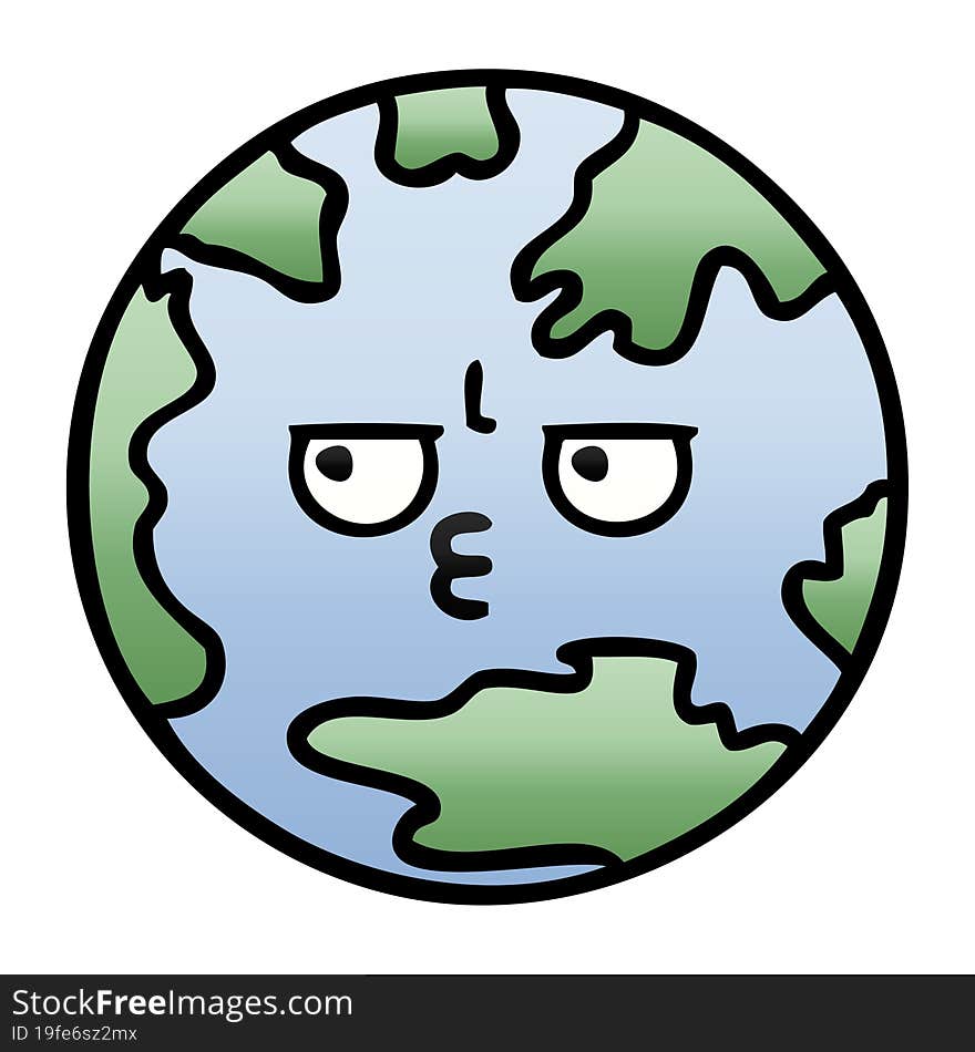 Gradient Shaded Cartoon Planet Earth