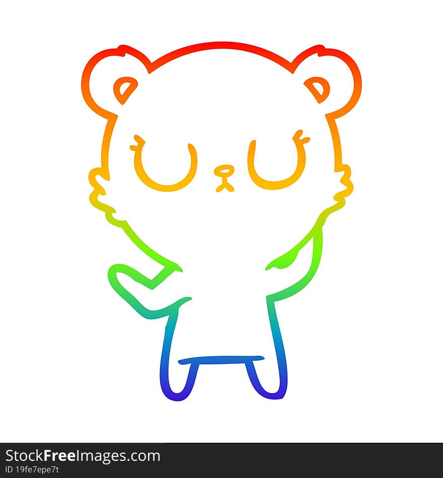 rainbow gradient line drawing peaceful cartoon polar bear