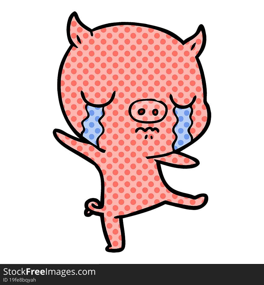 cartoon pig crying. cartoon pig crying