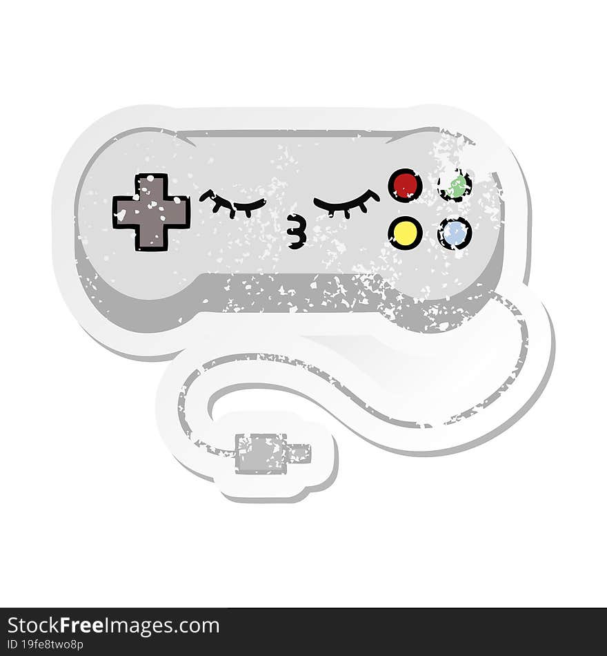 distressed sticker of a cute cartoon game controller