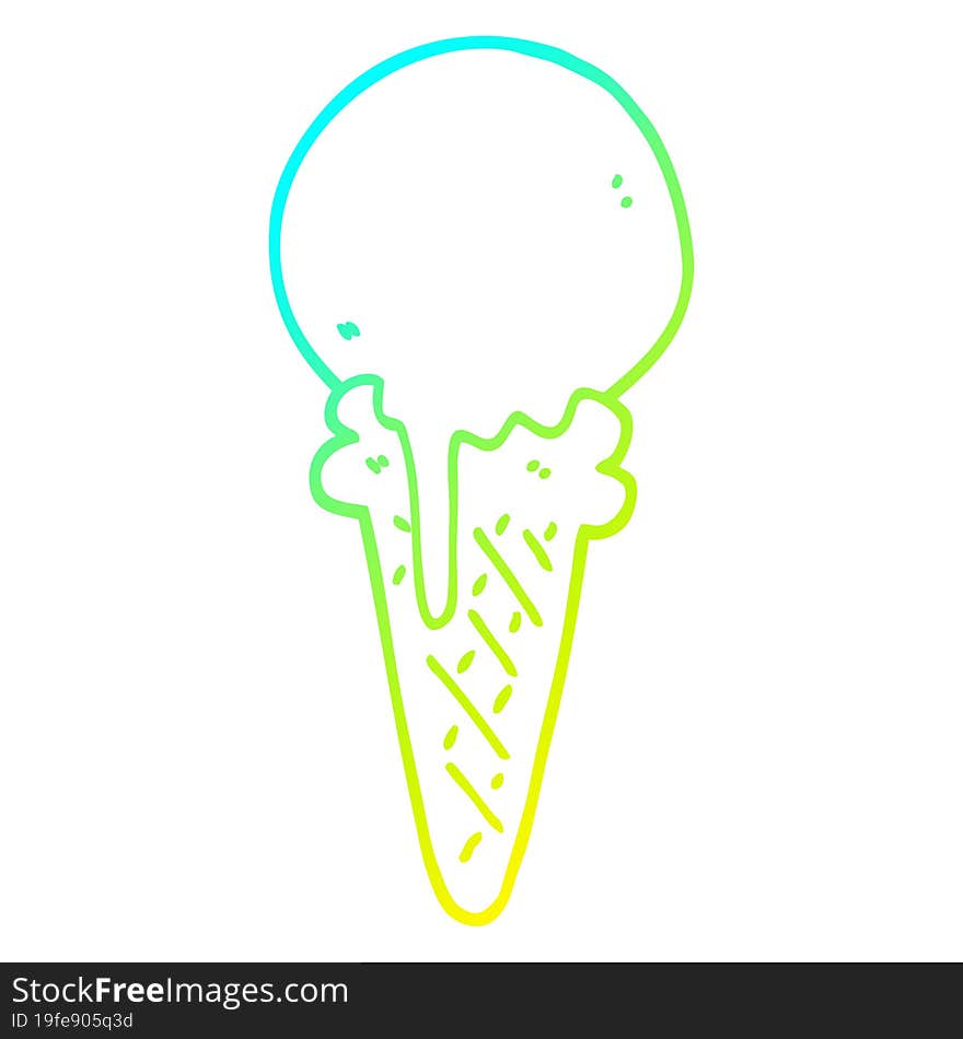 cold gradient line drawing cartoon ice cream cone