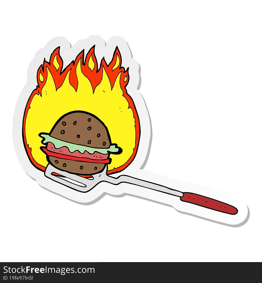 sticker of a cartoon cooking burger