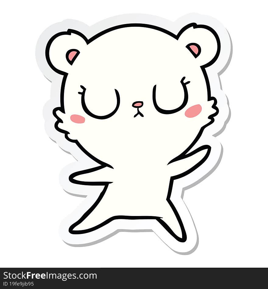 sticker of a peaceful cartoon polar bear