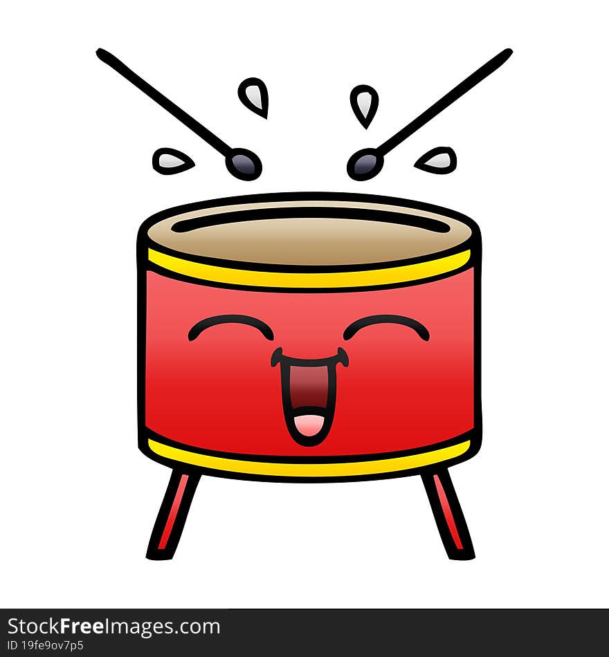 gradient shaded cartoon of a happy drum