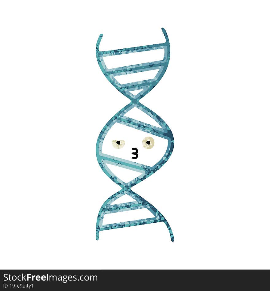 Retro Illustration Style Cartoon DNA Strand