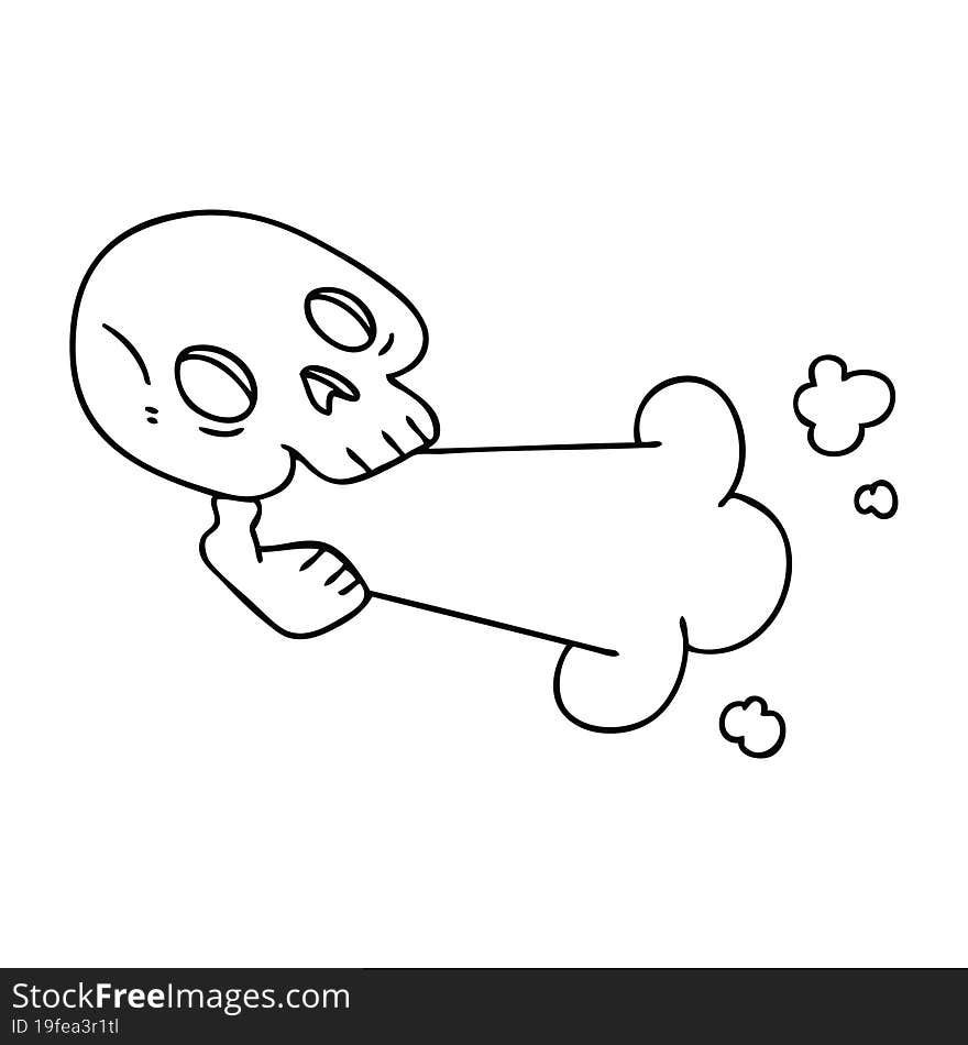 quirky line drawing cartoon skull