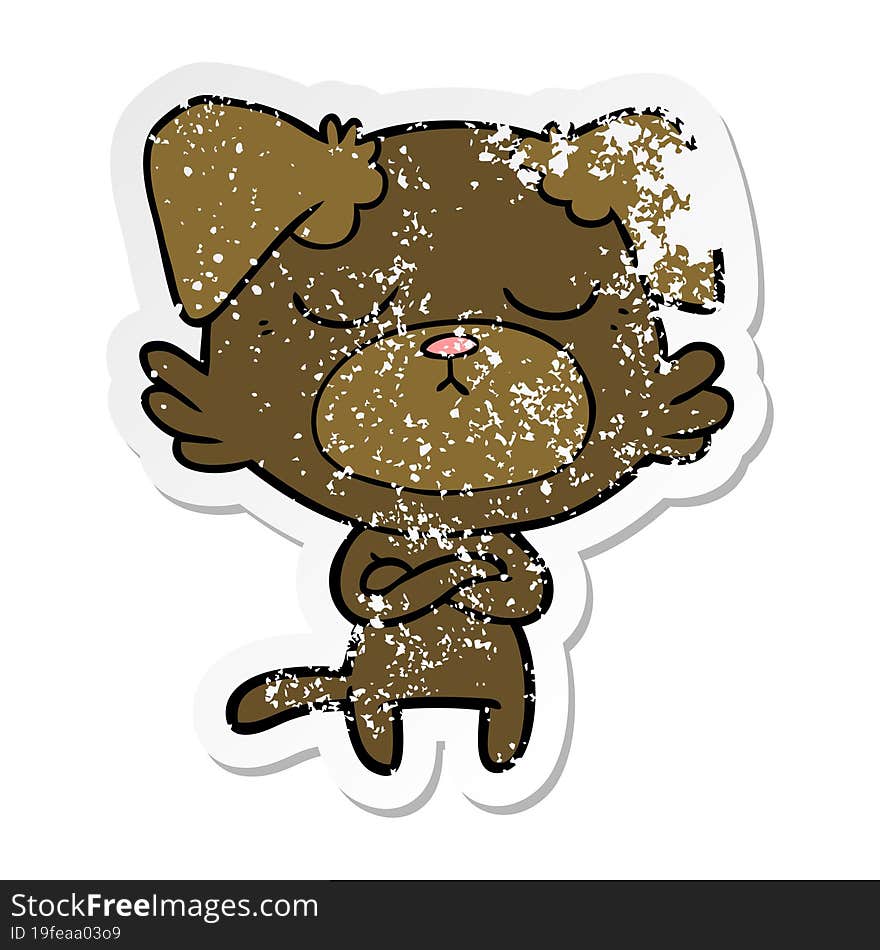 distressed sticker of a cute cartoon dog