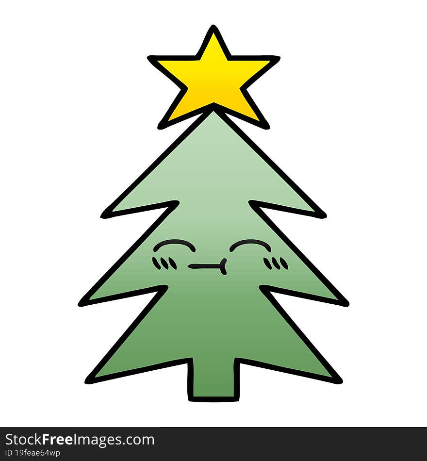 gradient shaded cartoon of a christmas tree