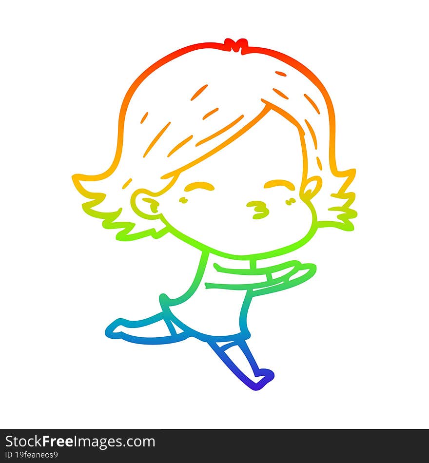 rainbow gradient line drawing of a cartoon woman