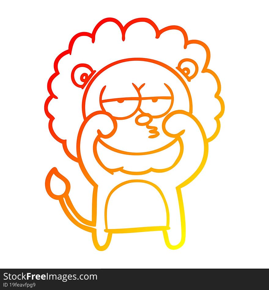 warm gradient line drawing cartoon bored lion