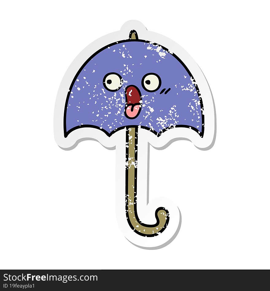 Distressed Sticker Of A Cute Cartoon Umbrella