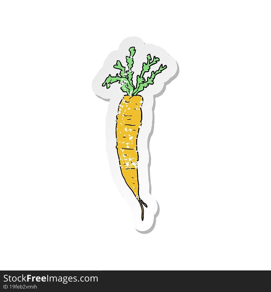 retro distressed sticker of a cartoon carrot