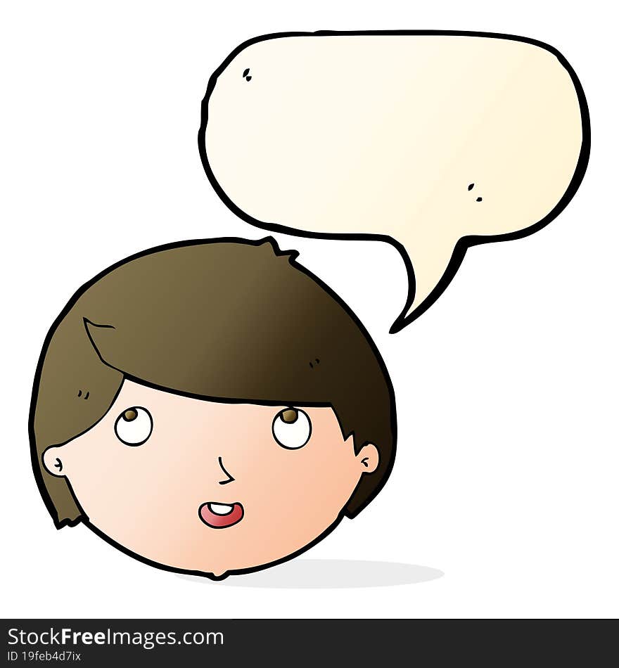 Cartoon Happy Face With Speech Bubble