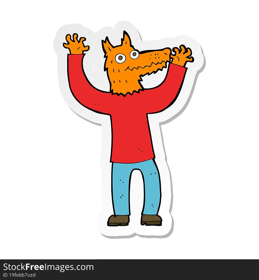 sticker of a cartoon fox man