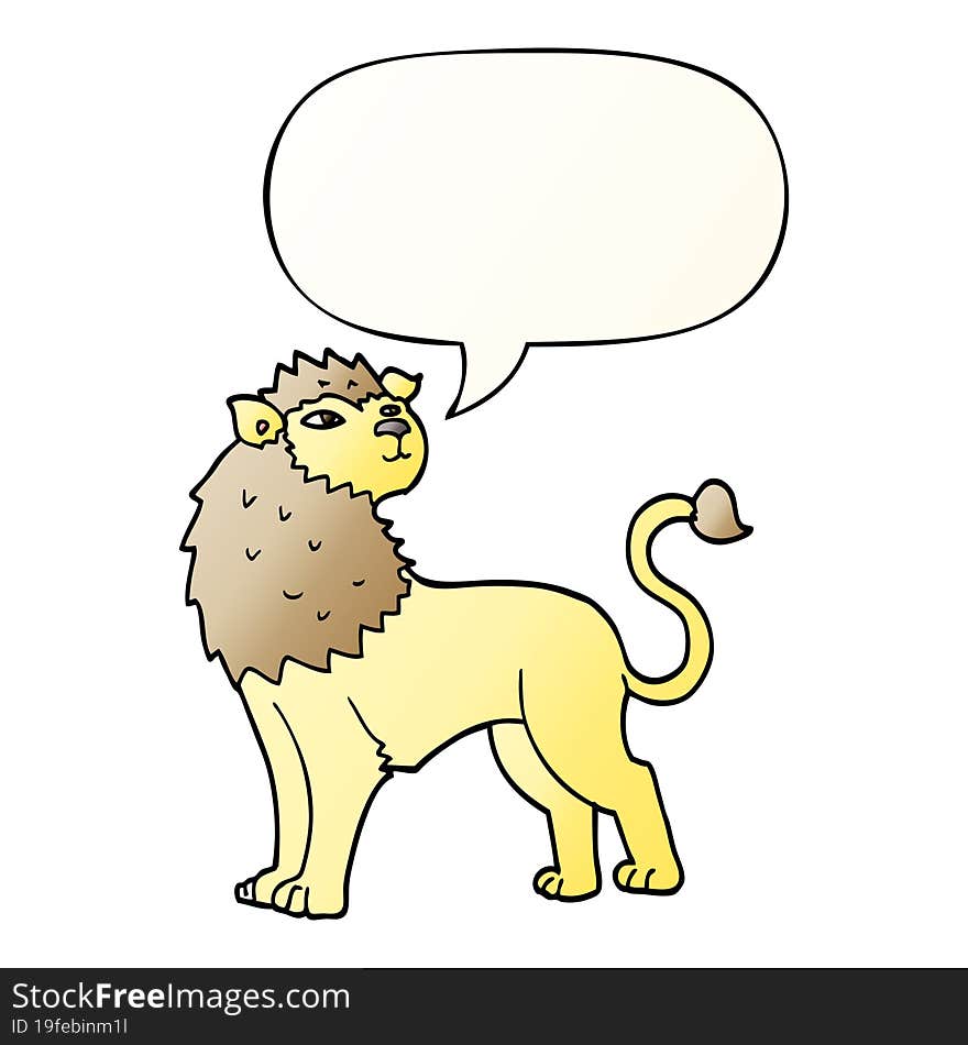 cartoon lion and speech bubble in smooth gradient style