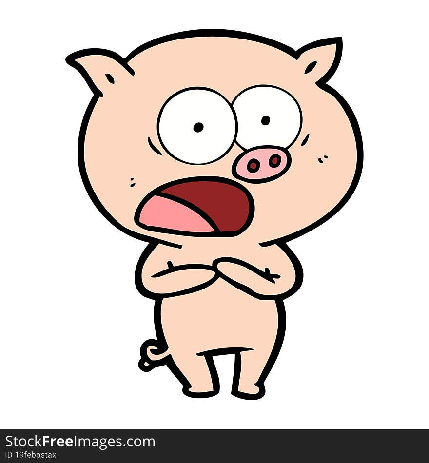 cartoon pig shouting. cartoon pig shouting