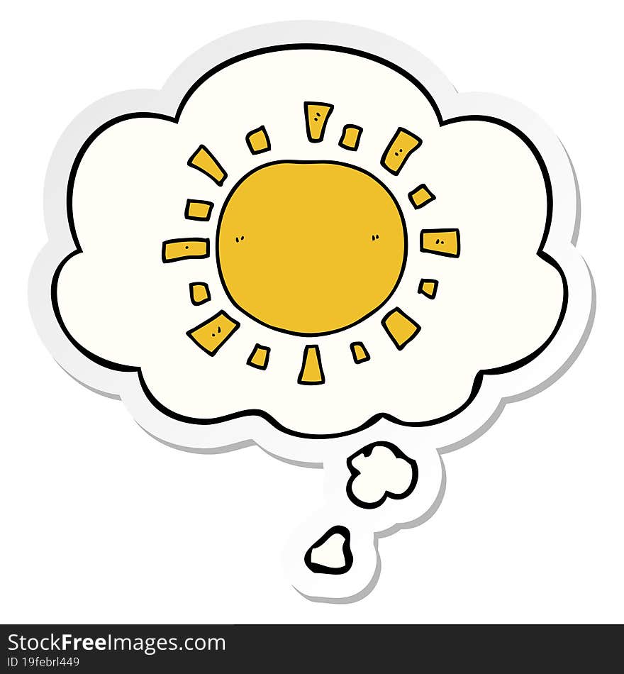 cartoon sun and thought bubble as a printed sticker