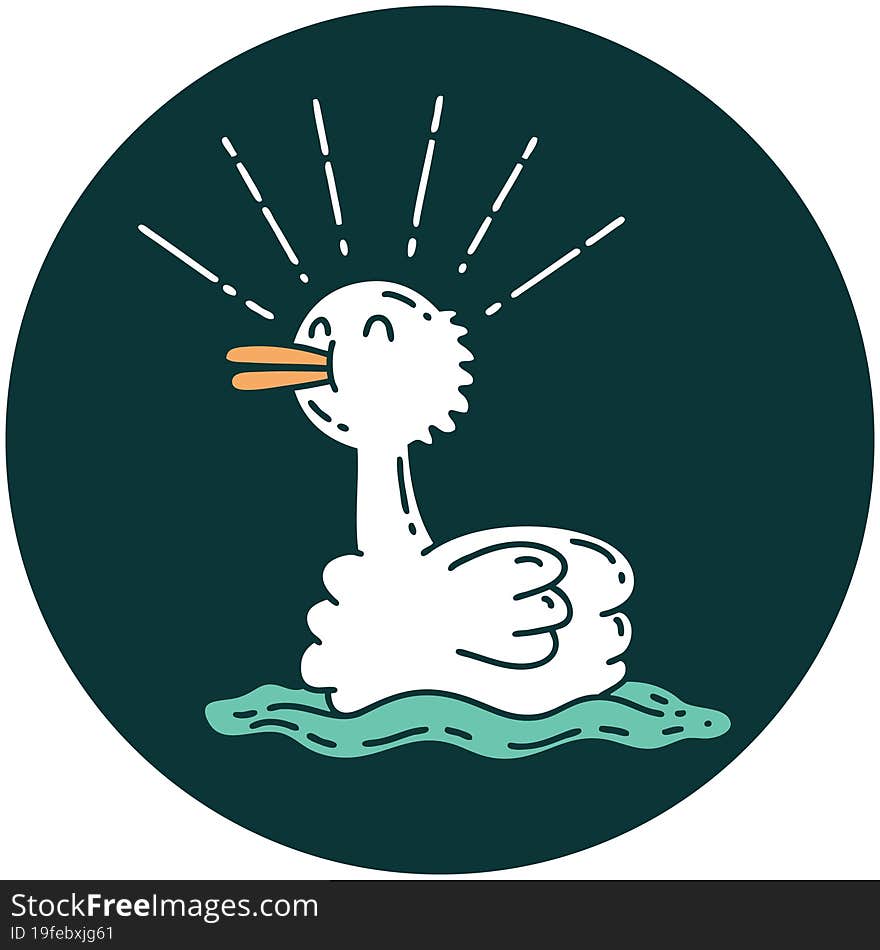 icon of tattoo style swimming duck